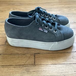 Superga Gray Suede Platforms
